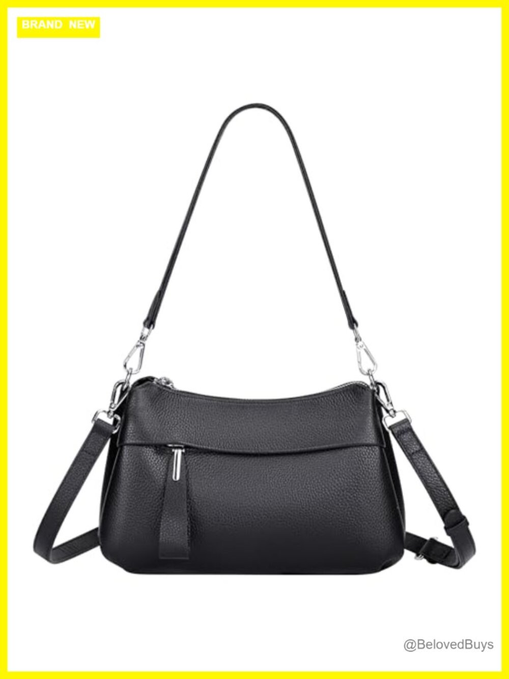 Genuine Leather Crossbody Bag Small Shoulder Purse with 2 Straps